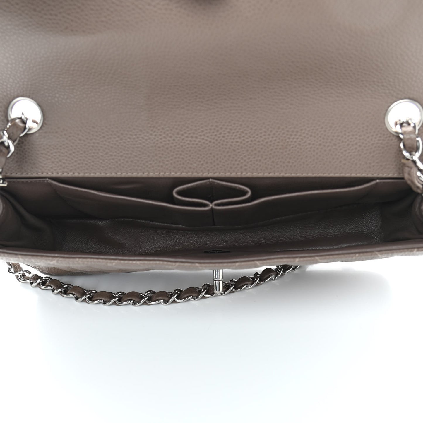 Caviar East West Flap Bag Taupe