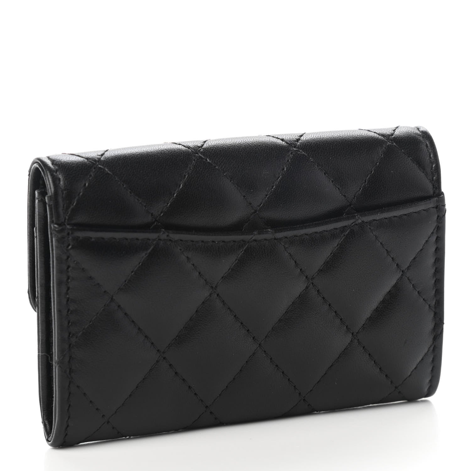 Chanel Lambskin Quilted Flap Card Holder Wallet So Black 3 of 8
