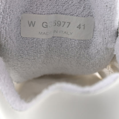 Chanel Suede Calfskin Fabric CC Sneakers 41 White Grey 7 of 14