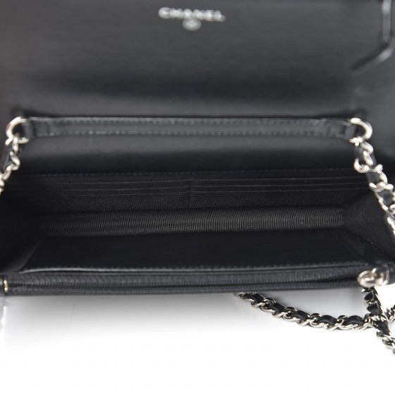 Chanel Calfskin Chevron Quilted Tassel Wallet On Chain Black 5 of 9
