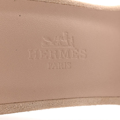 Hermes Suede Goatskin Giny 55 Sandals 38 Nude 6 of 11
