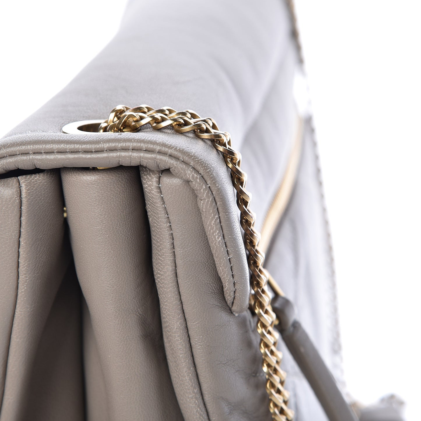 Lambskin Quilted Medium Sugar Flap Shoulder Bag Grey
