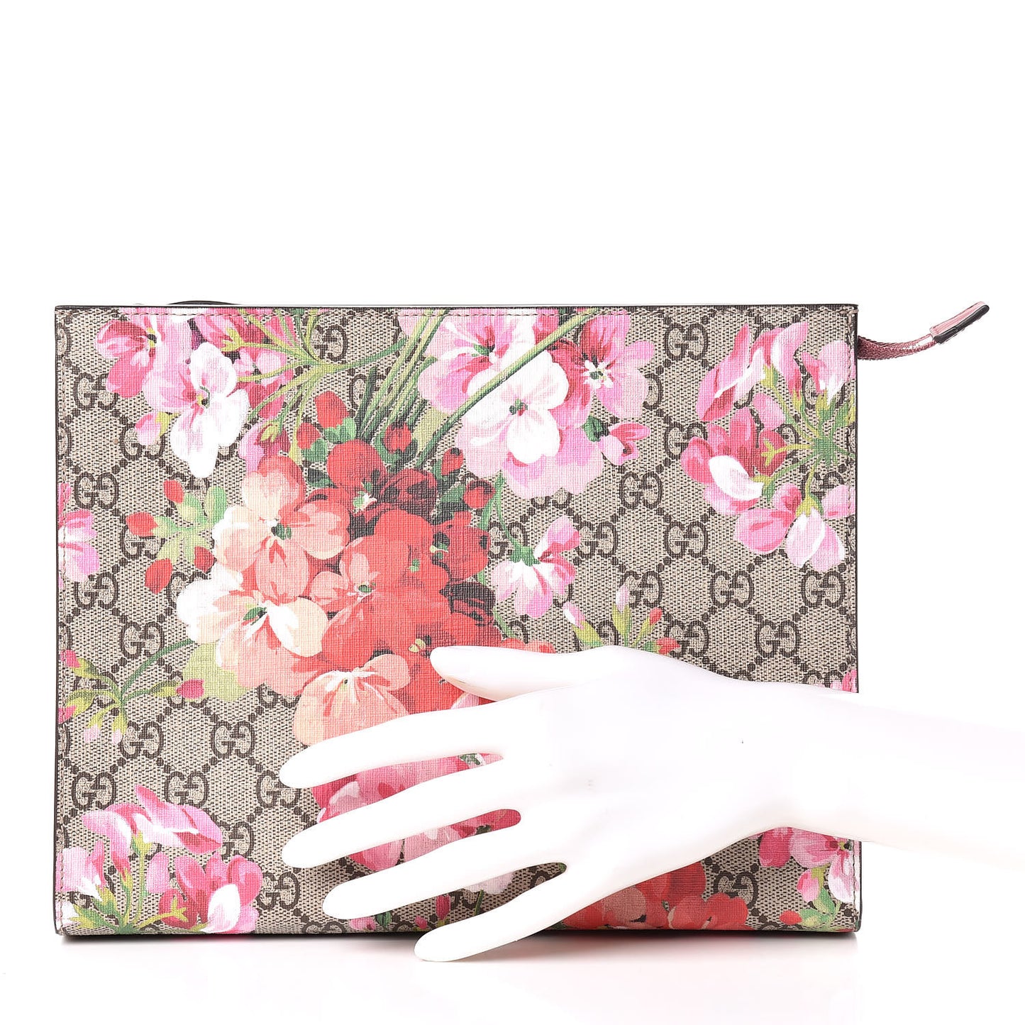 GG Supreme Monogram Blooms Large Cosmetic Case Beige Multicolor Dry Rose