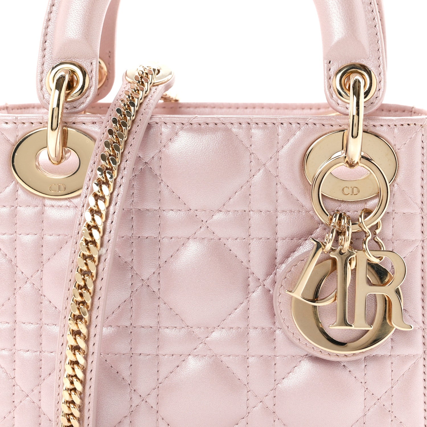 Christian Dior Metallic Lambskin Cannage Mini Lady Dior  Lotus 7 of 10