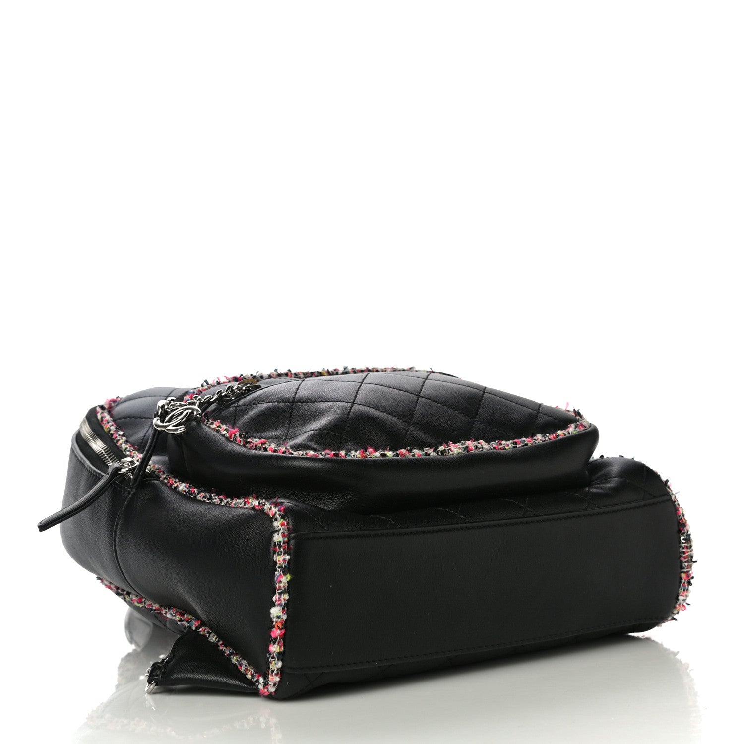 Chanel Lambskin Tweed Quilted Elegant Trim Backpack Black 3 of 9