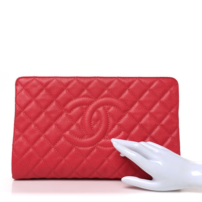 Chanel Caviar Quilted CC Large Clutch Coral 2 of 8
