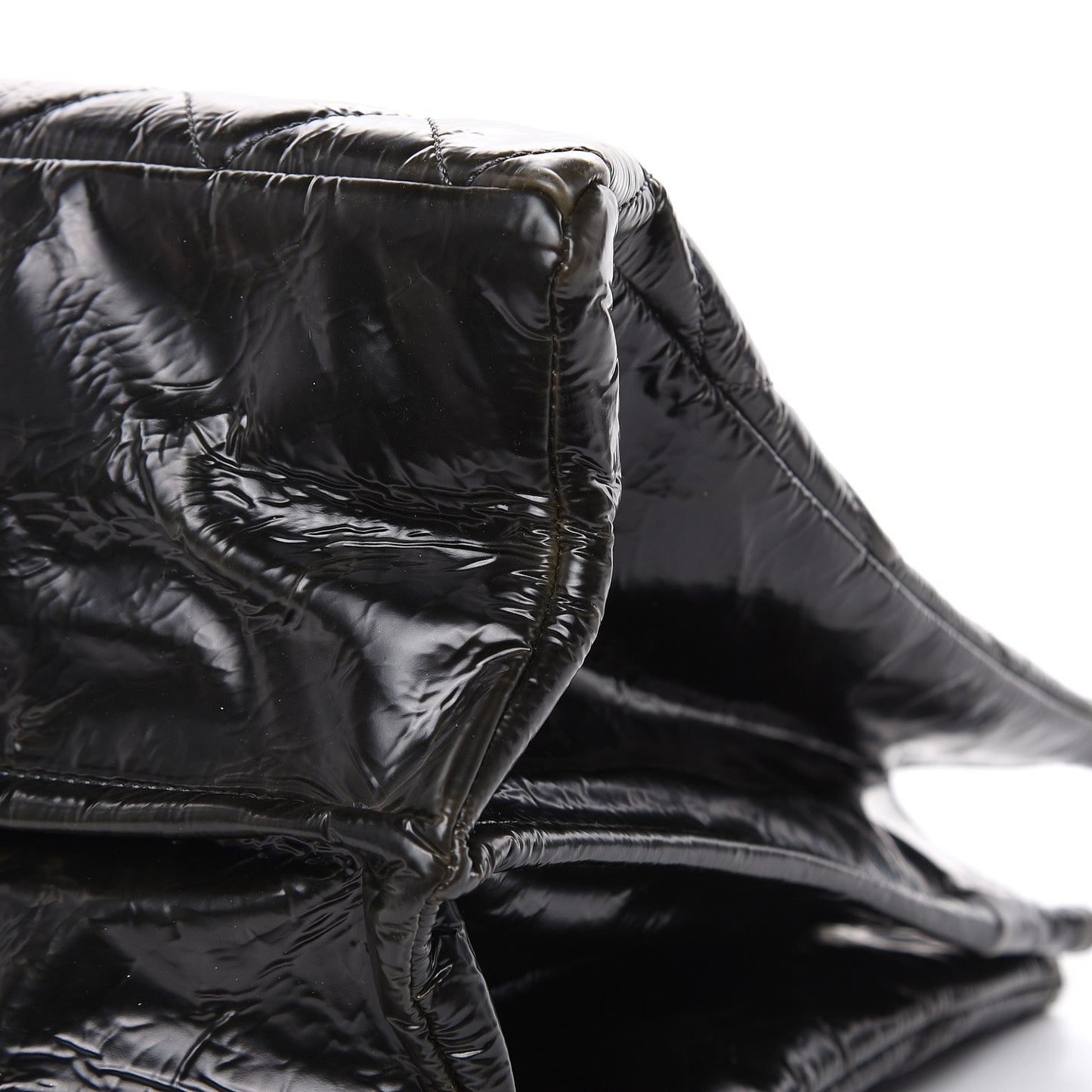 Aged Glazed Nylon Quilted Shopping Tote Dark Grey