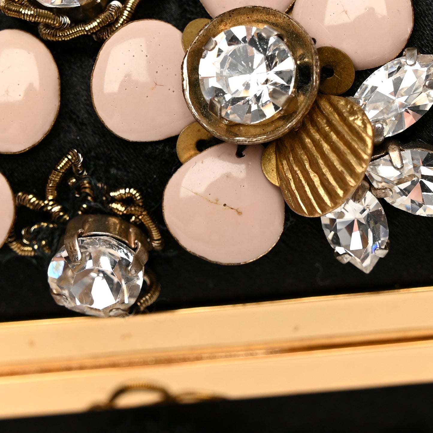 Silk Crystal Knucklebox Clutch Black