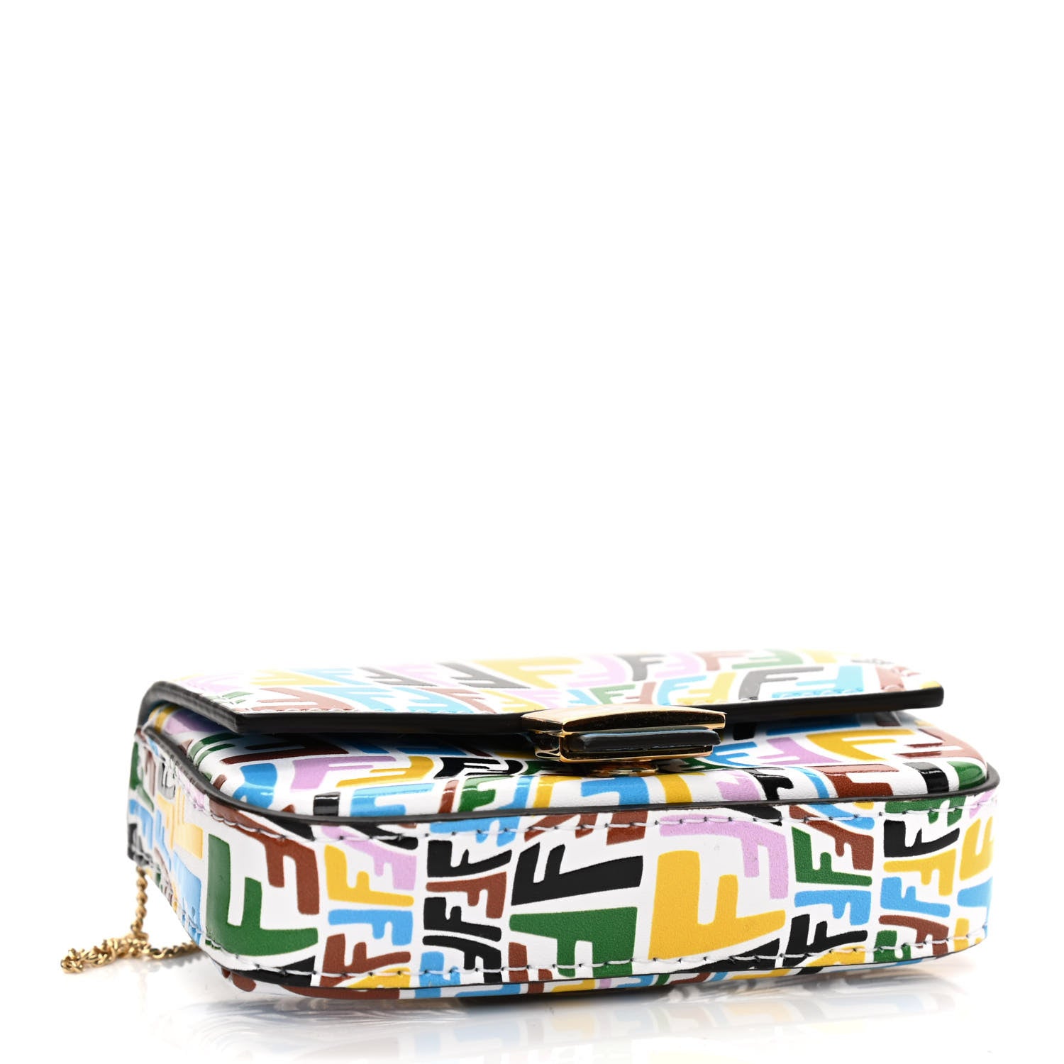 Fendi X SARAH COLEMAN Vitello Liberty Ceylon Micro FF Fish Eye Embossed Nano Baguette Charm Multicolor Cyber Blue 4 of 8