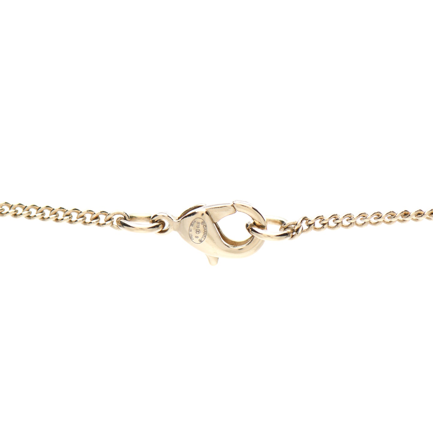 Crystal Enamel CC Pendant Necklace Gold
