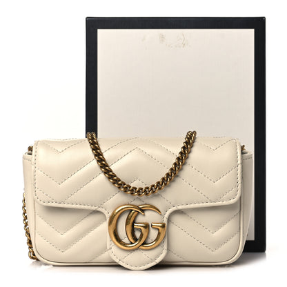 Gucci Calfskin Matelasse Super Mini GG Marmont Shoulder Bag White 10 of 10