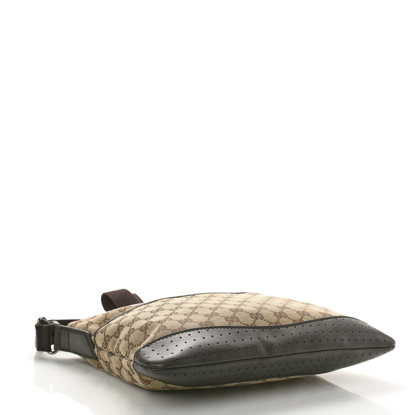 Monogram Calfskin Perforated Medium Flat Messenger Bag Dark Brown