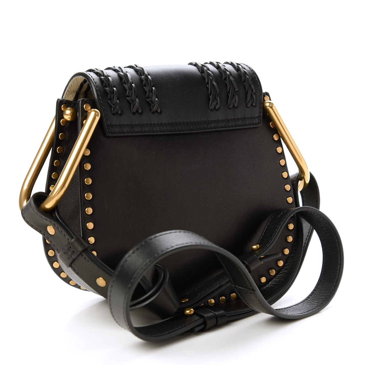 Calfskin Braided Mini Hudson Shoulder Bag Black