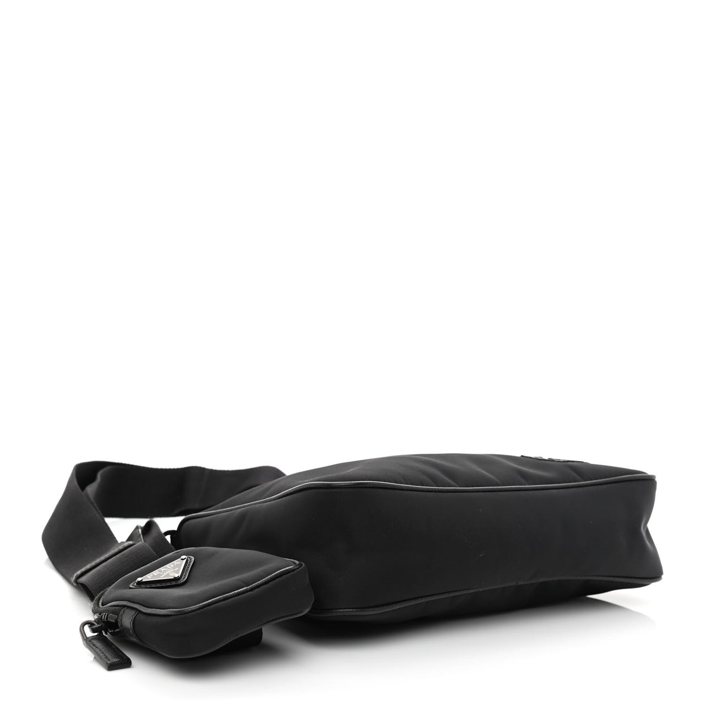 Re-Nylon Saffiano Pocket Zippered Shoulder Bag Black