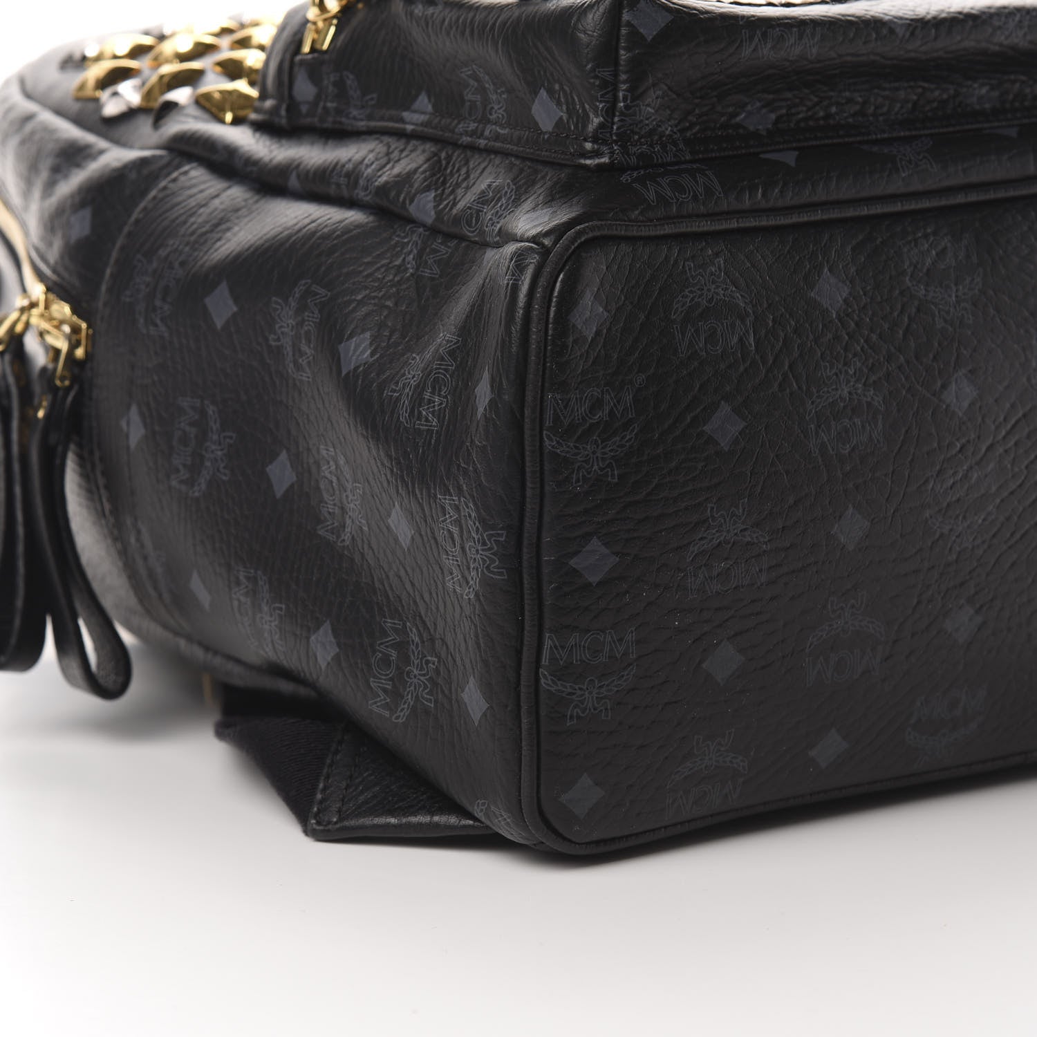 MCM Visetos Studded Medium Stark M Backpack Black 8 of 11
