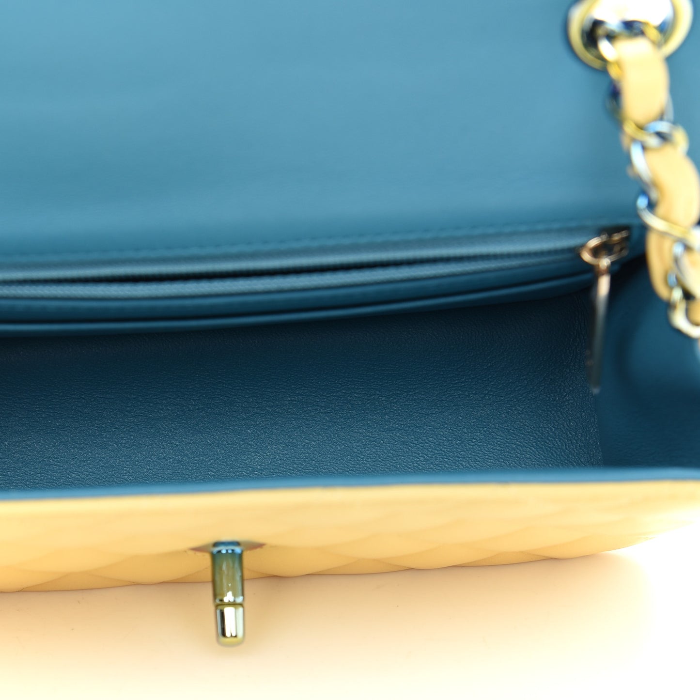 Lambskin Quilted Mini Rectangular Flap Yellow Blue