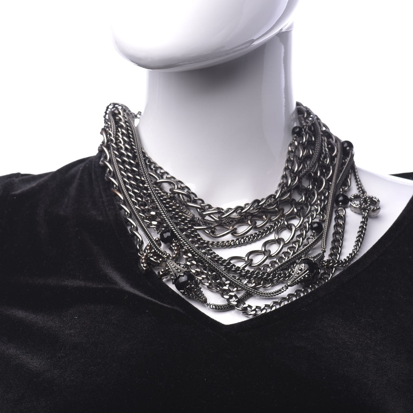 Ruthenium CC Multistrand Necklace Black