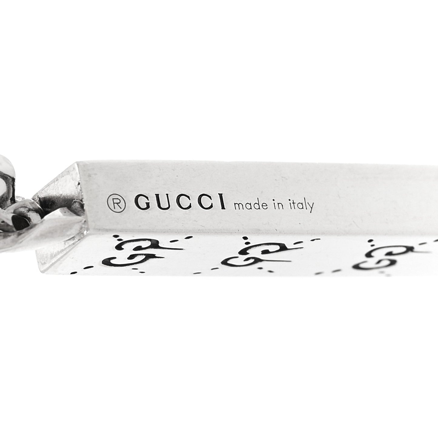 Sterling Silver Gucci Ghost Bar Pendant Necklace