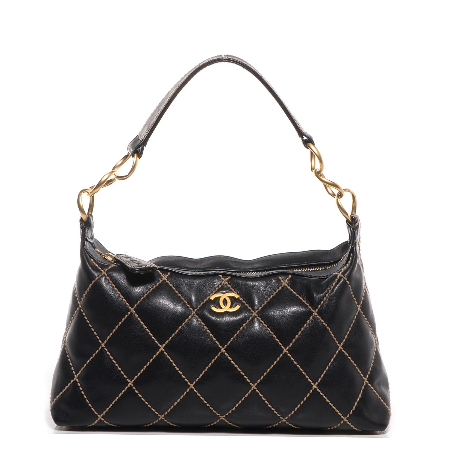 Chanel Calfskin Wild Stitch Hobo Black 1 of 9