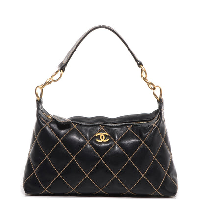 Chanel Calfskin Wild Stitch Hobo Black 1 of 9