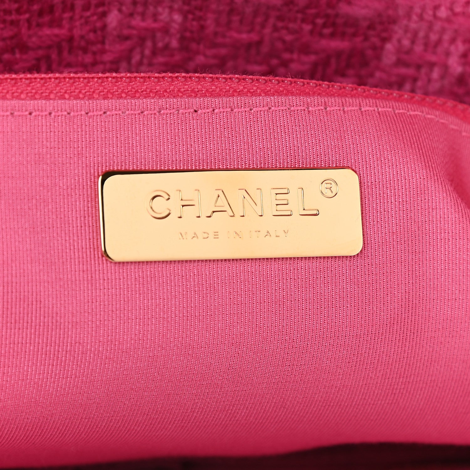 Chanel Wool Tweed Large Zipped Shopping Tote Pink 6 of 9