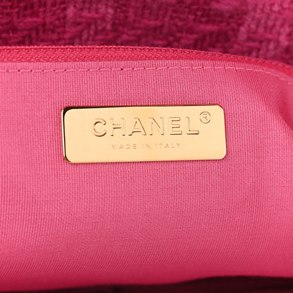 Chanel Wool Tweed Large Zipped Shopping Tote Pink 6 of 9