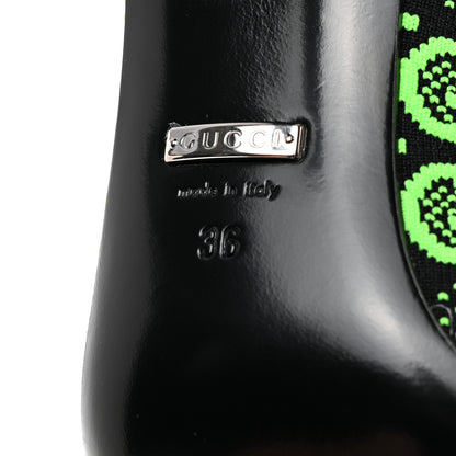 Gucci Technical Jersey Knit GG Monogram Square G 75mm Ankle Boots 36 Black Neon Green 7 of 7