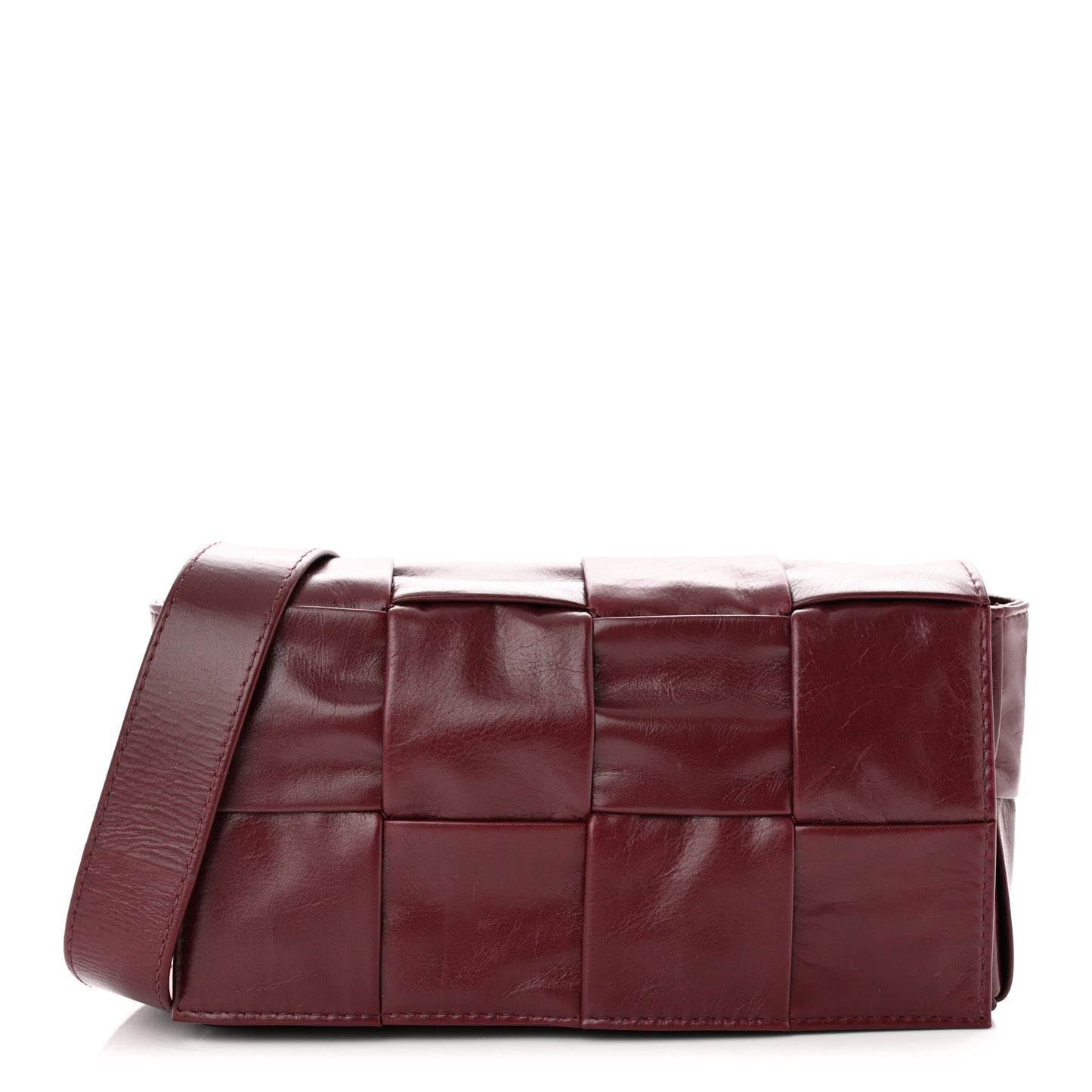 Paper Calfskin Intrecciato Cassette Belt Bag Bordeaux