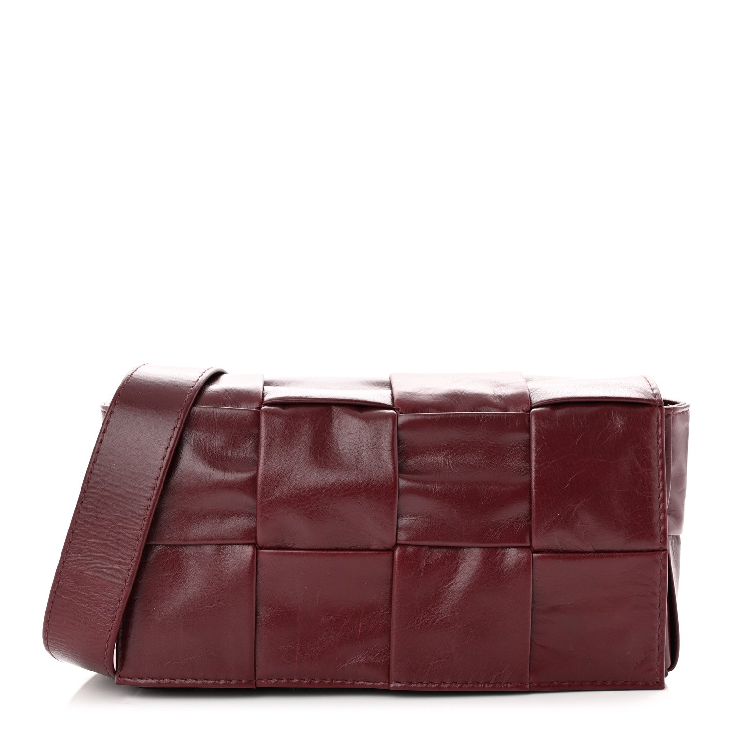 Bottega Veneta Paper Calfskin Intrecciato Cassette Belt Bag Bordeaux 1 of 11