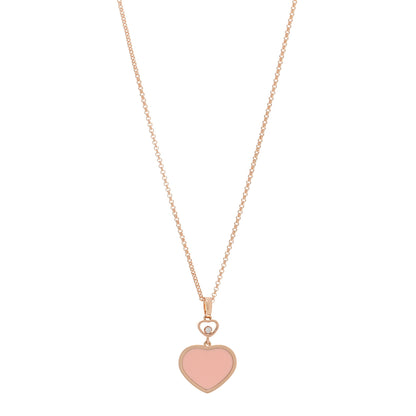 Chopard 18K Rose Gold Diamond Pink Stone Happy Hearts Pendant Necklace 1 of 4