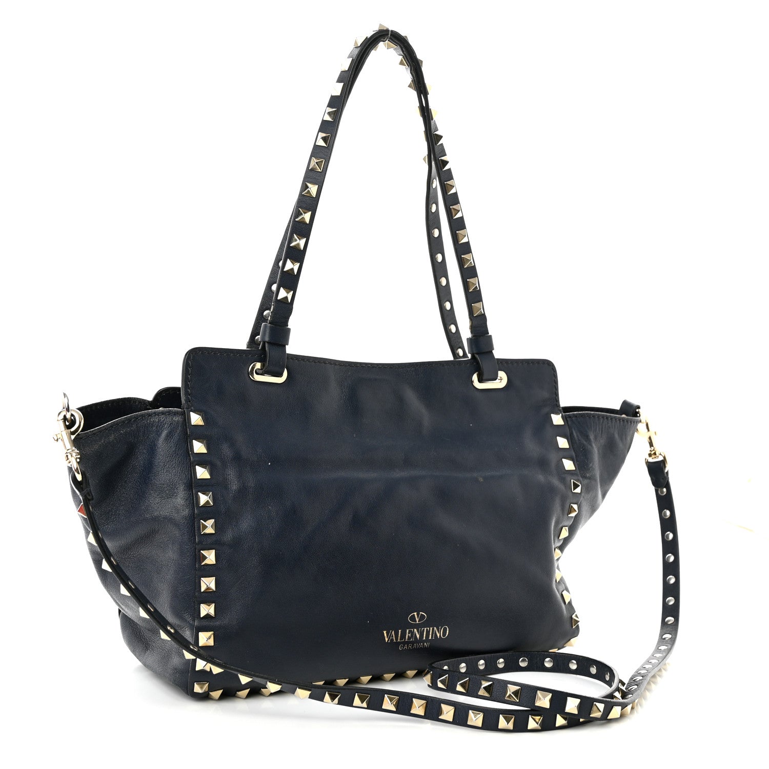 Valentino Garavani Vitello Small Rockstud Tote Marine 2 of 14