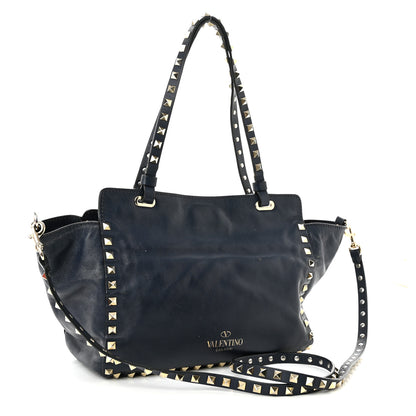 Valentino Garavani Vitello Small Rockstud Tote Marine 2 of 14