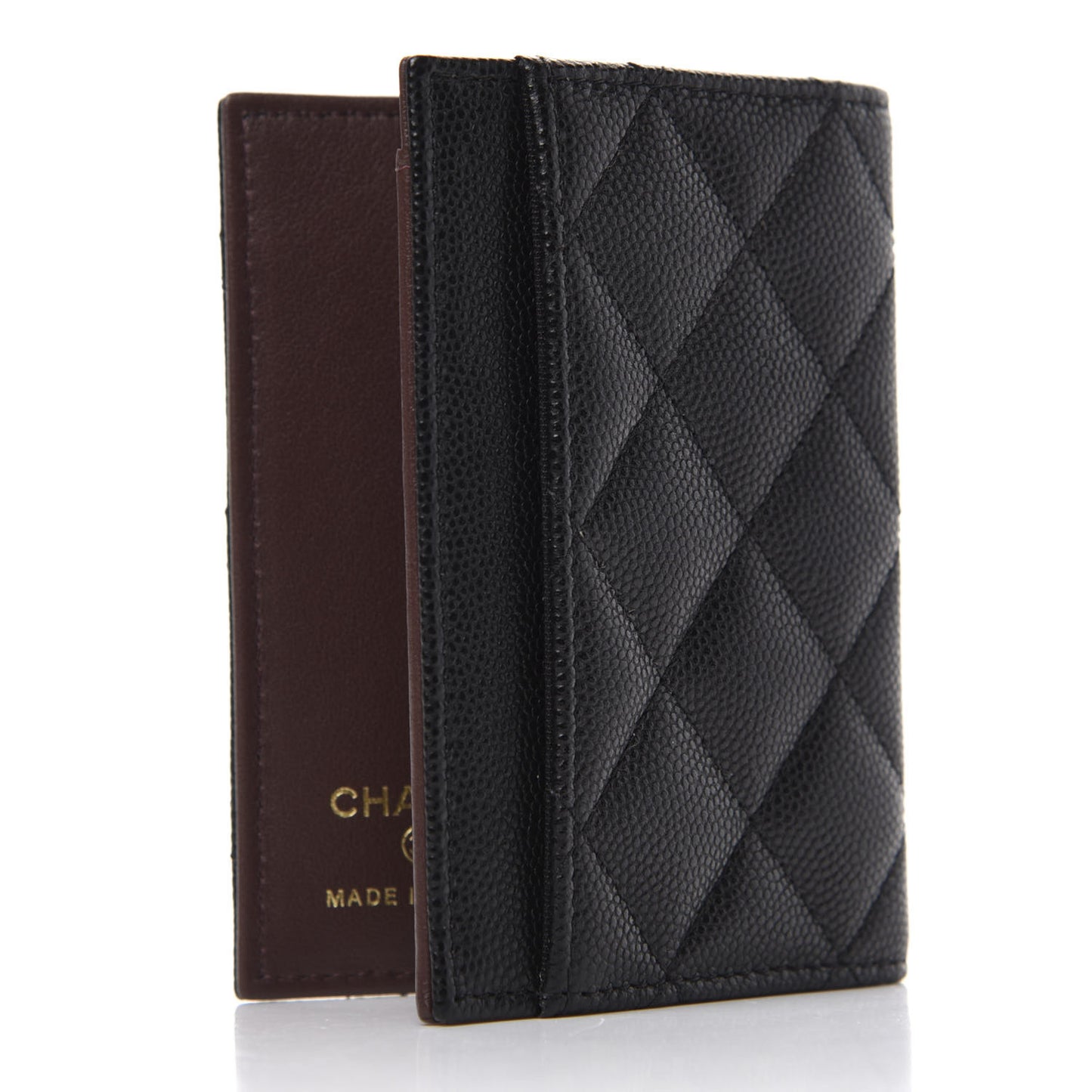 Caviar Quilted Card Holder Wallet Black