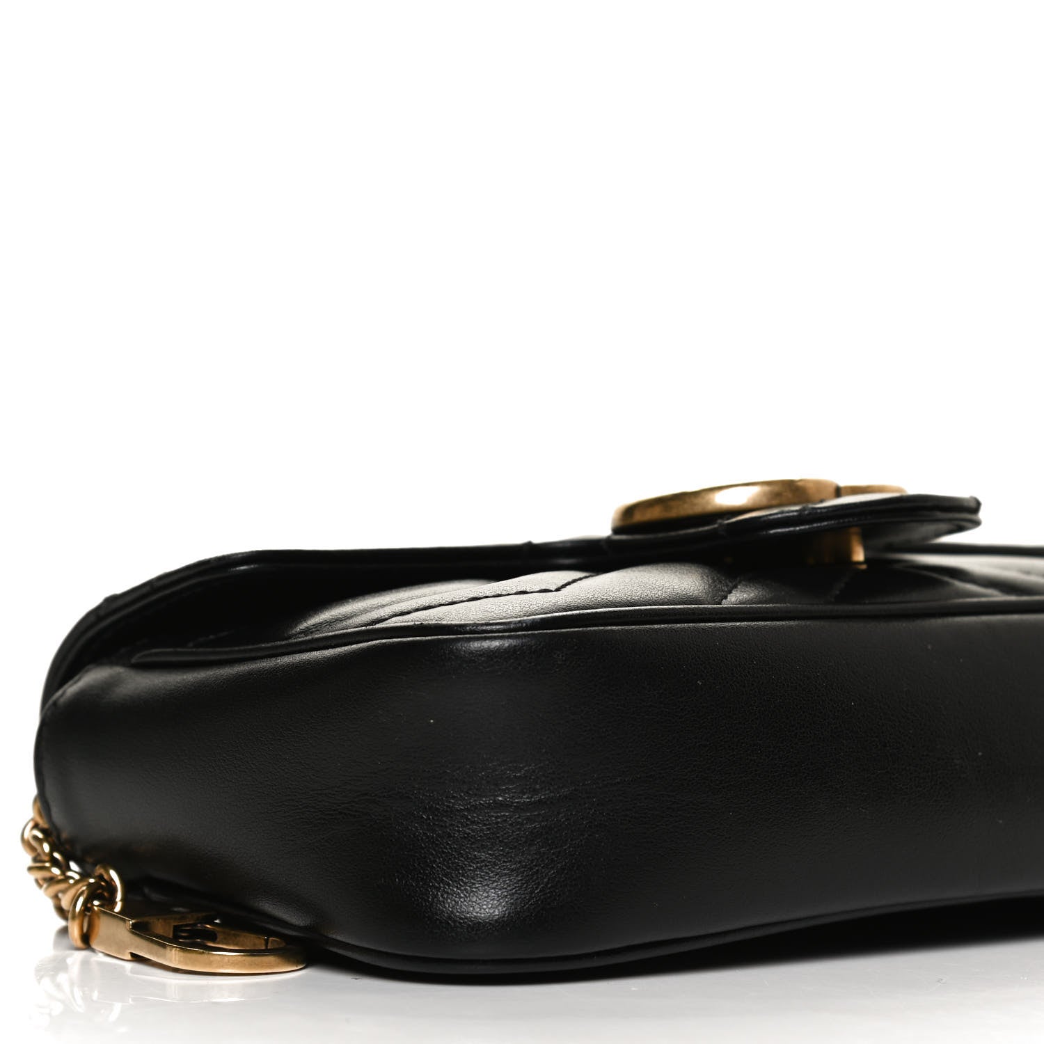 Gucci Calfskin Matelasse Super Mini GG Marmont Shoulder Bag Black 9 of 13