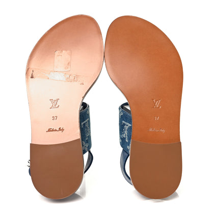 Louis Vuitton Monogram Denim Starboard Flat Thong Sandal 37 Blue 5 of 8