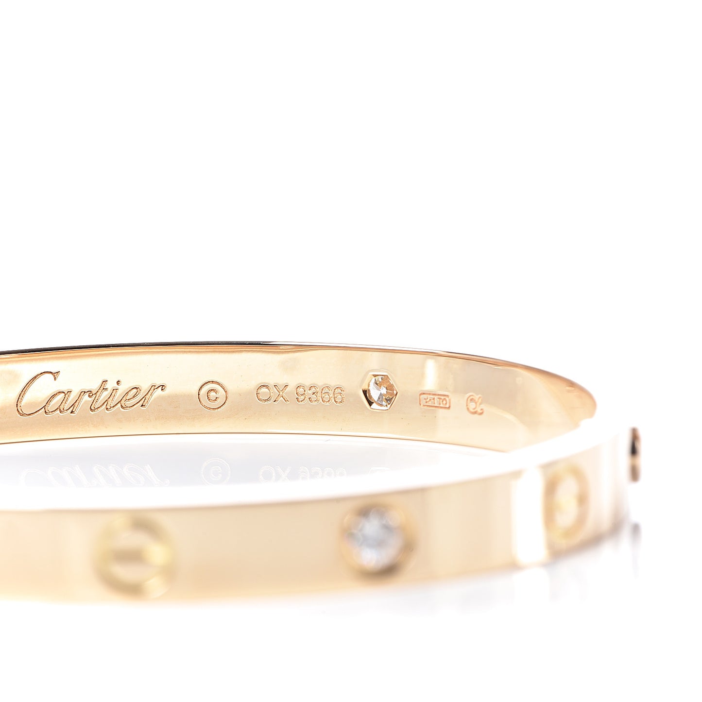 18K Yellow Gold 4 Diamond LOVE Bracelet 16