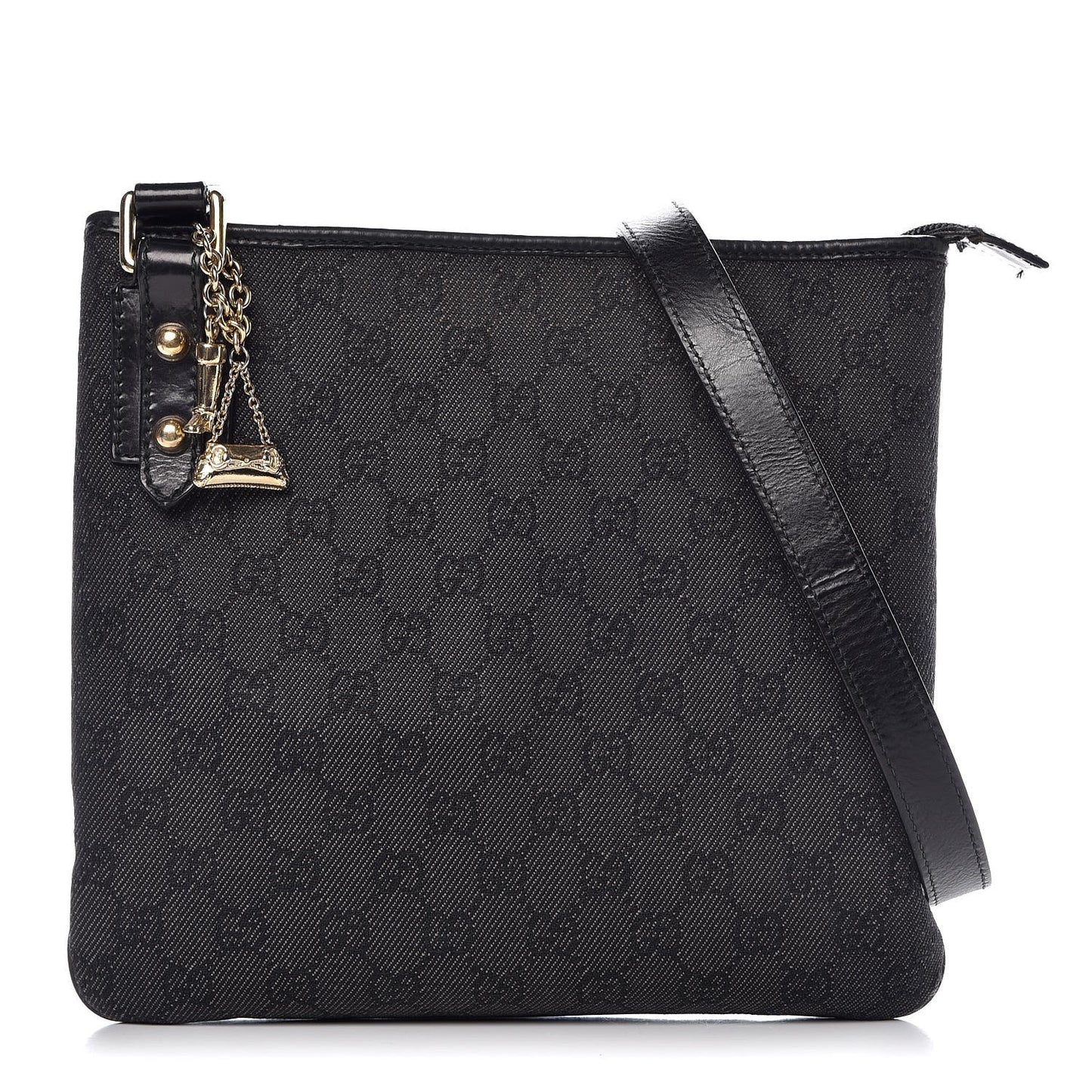 Monogram Flat Messenger Bag Black