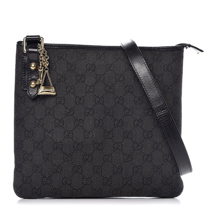 Gucci Monogram Flat Messenger Bag Black 1 of 9