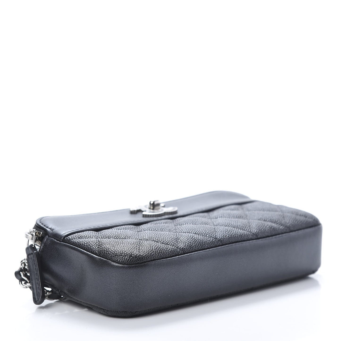 Caviar Quilted Small Vintage Mademoiselle Clutch With Chain Black