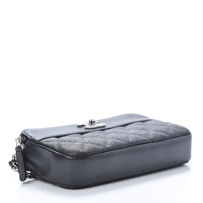 Chanel Caviar Quilted Small Vintage Mademoiselle Clutch With Chain Black 4 of 15