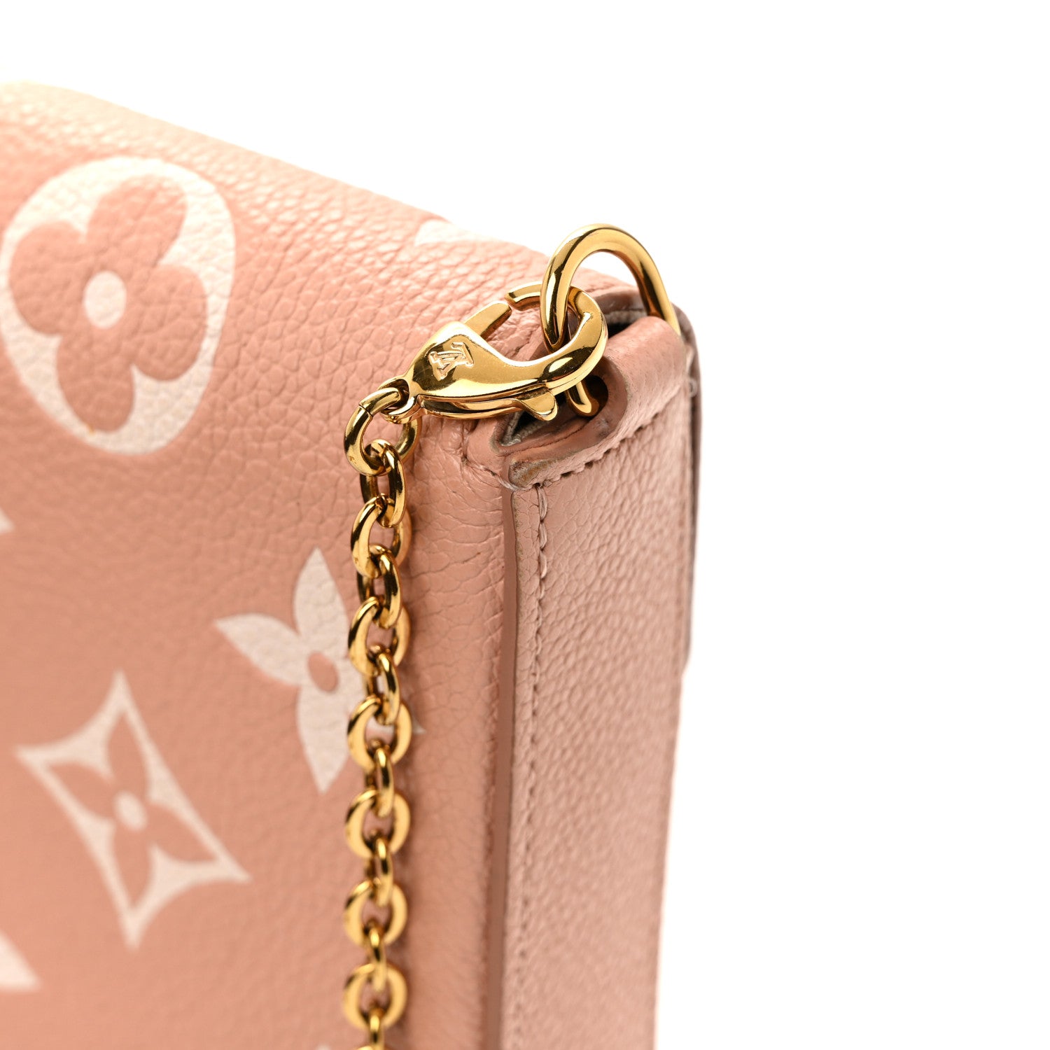 Louis Vuitton Empreinte Monogram Giant Felicie Pochette Chain Wallet Rose Trianon Creme 12 of 16