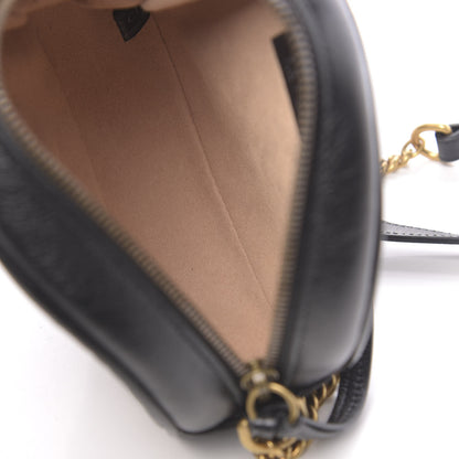 Gucci Azalea Calfskin Matelasse Heart Mini GG Marmont Round Shoulder Bag Black 5 of 10