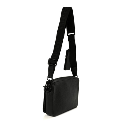 Louis Vuitton Calfskin Monogram Shadow Trio Messenger Black 3 of 10