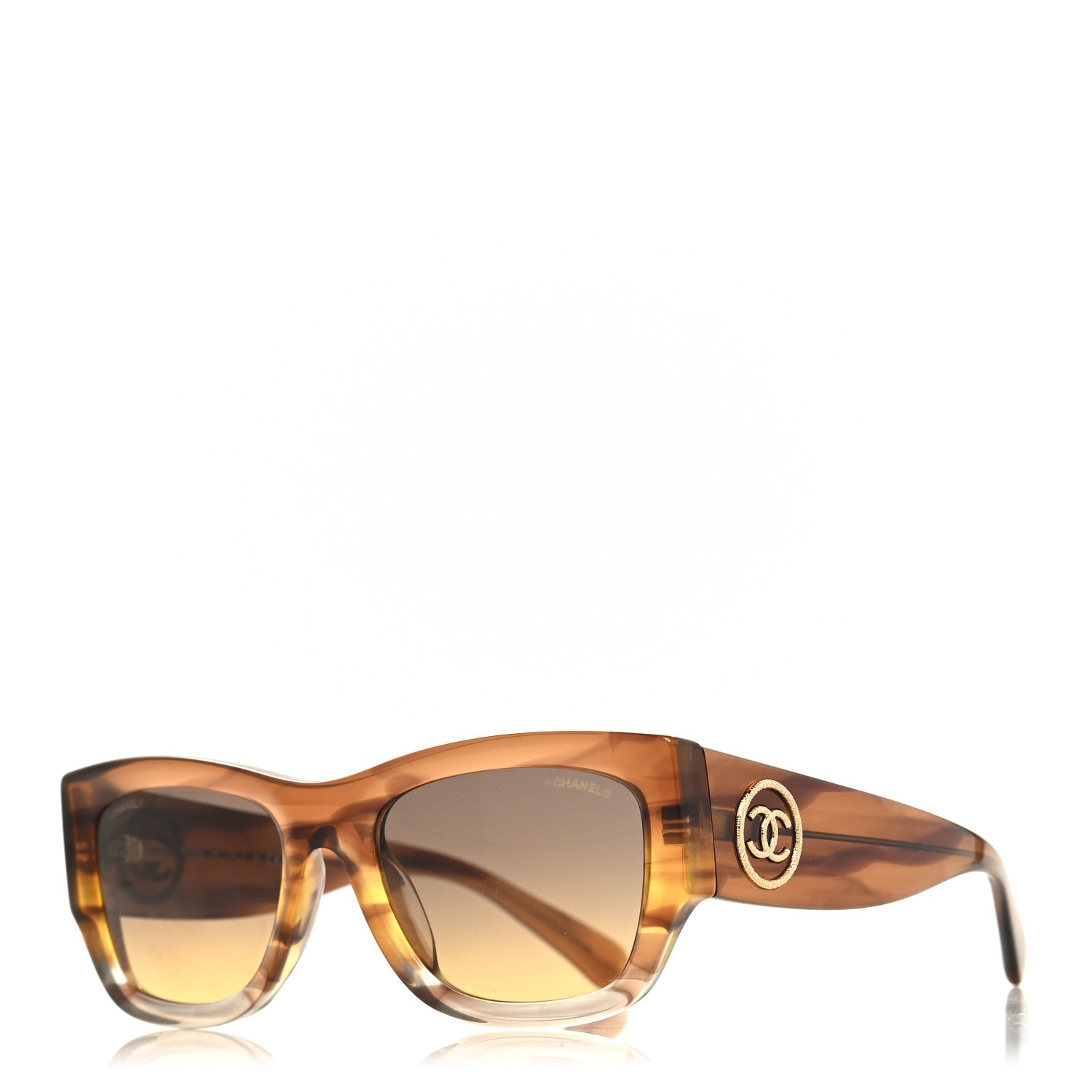 Chanel Acetate Rectangle Sunglasses 5507 Brown Orange 1 of 8
