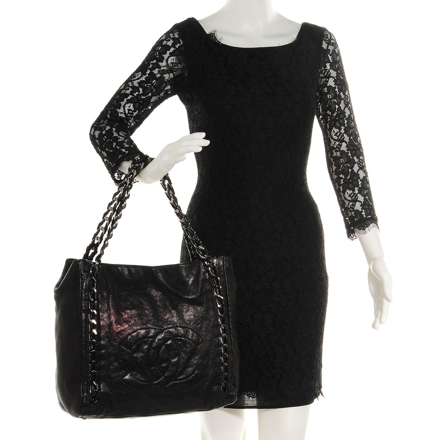 Chanel Glazed Caviar Modern Chain Tote Black 2 of 7
