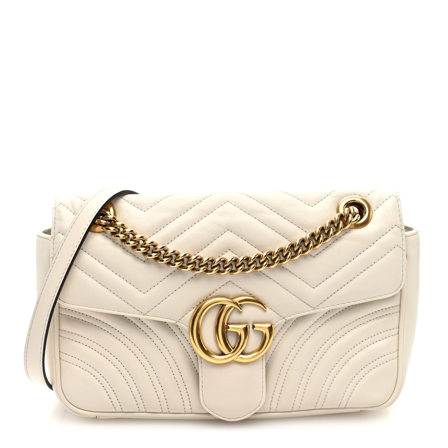 Calfskin Matelasse Small GG Marmont Shoulder Bag White