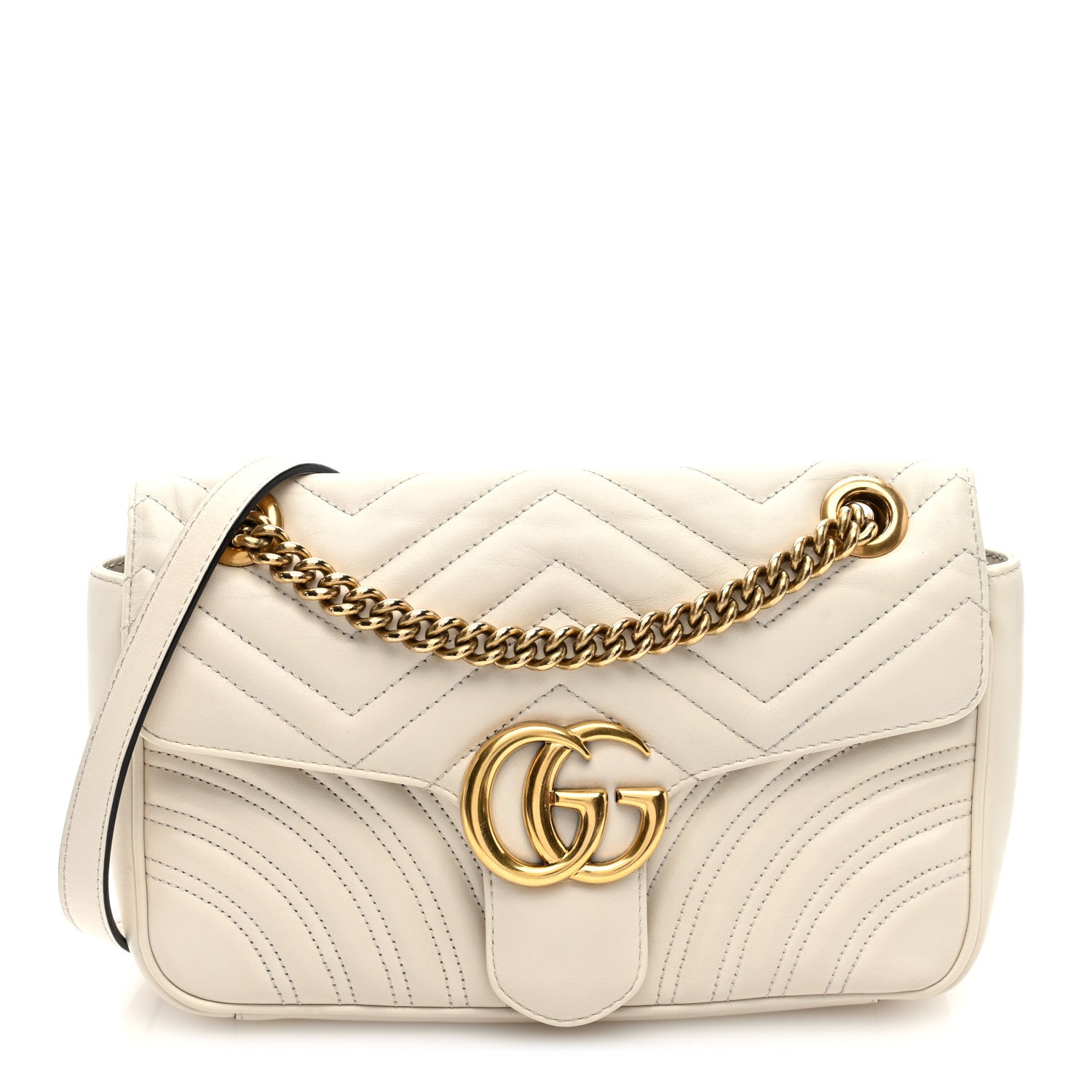 Gucci Calfskin Matelasse Small GG Marmont Shoulder Bag White 1 of 10