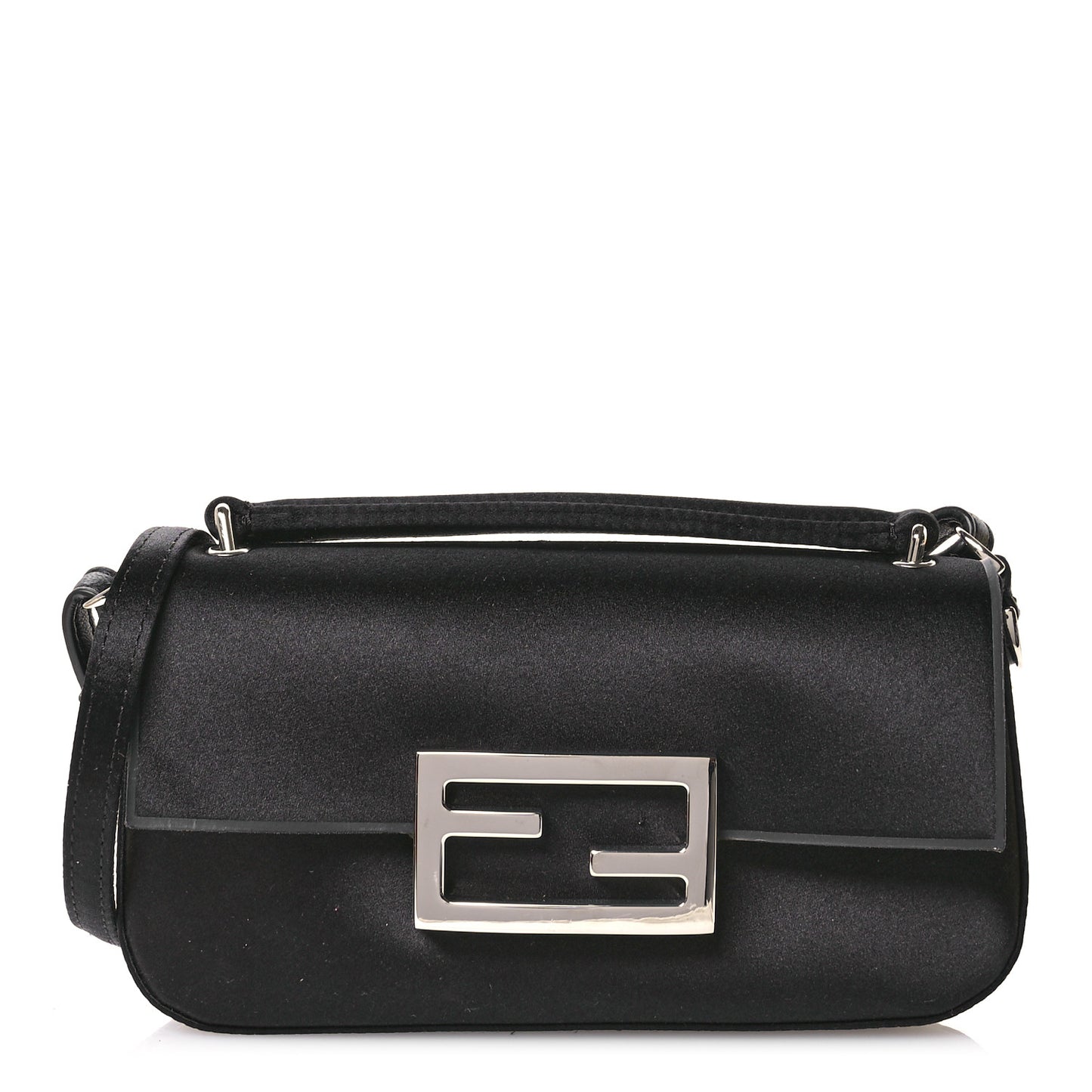 Silk Satin Phone Baguette Black