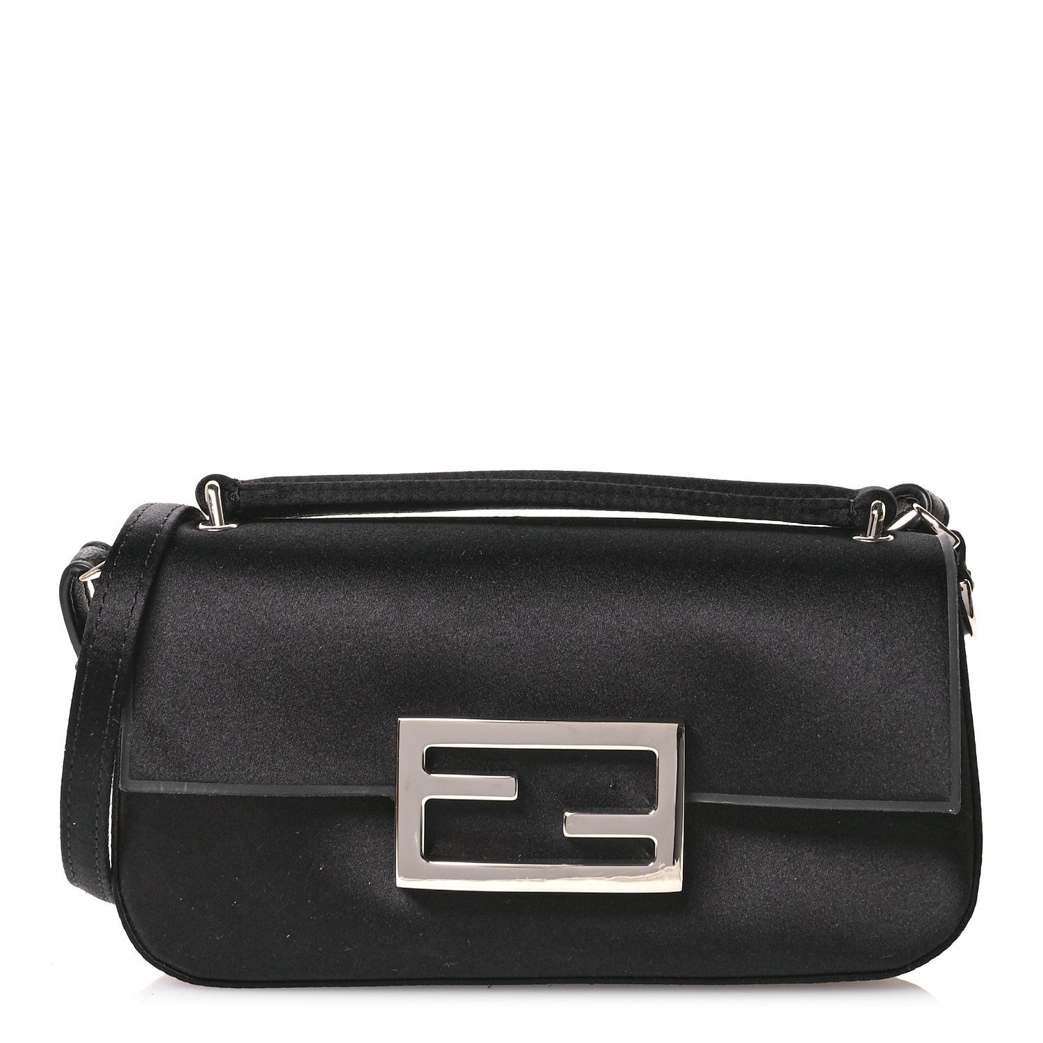 Fendi Silk Satin Phone Baguette Black 1 of 14