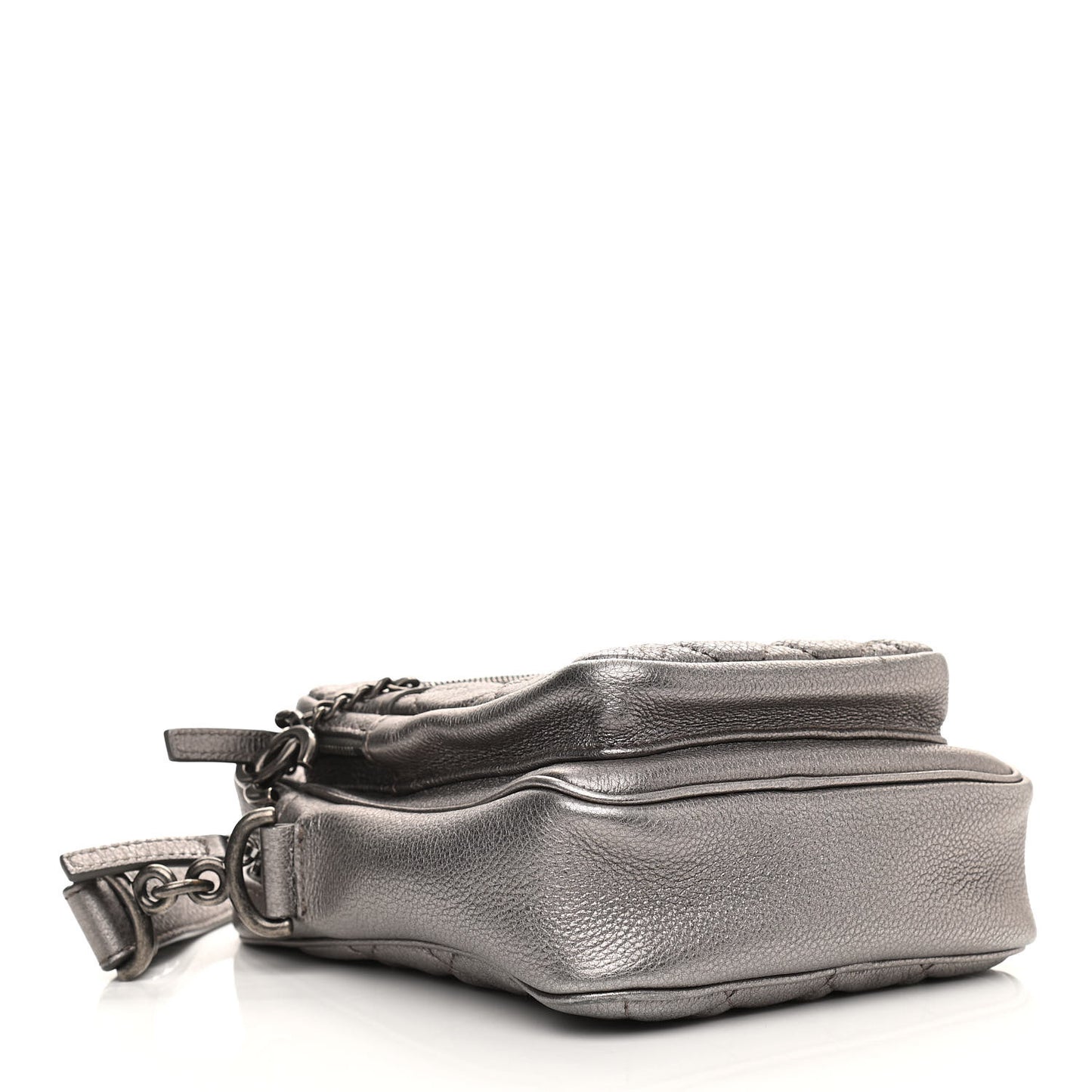 Calfskin Business Trip Vertical Camera Case Silver